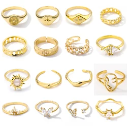 Vintage Cuban Link Rings For Women Stainless Steel Mens Flower Star Crown Face Geometric Finger Ring Gothic Jewelry Bijoux Femme