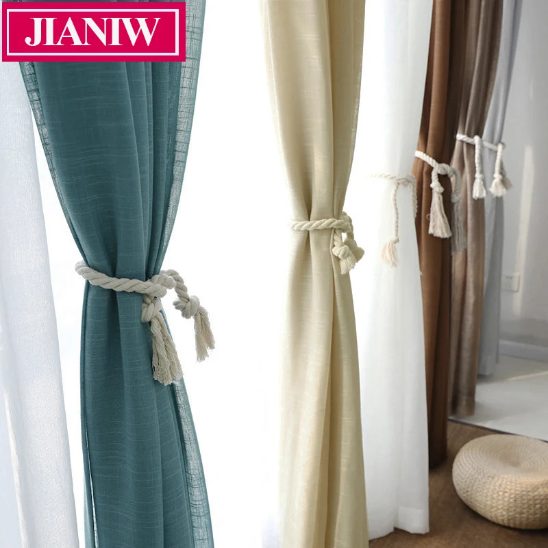 JIANIW White Solid Tulle Sheer Curtain for Bedroom Window Voile for Living Room Kitchen Modern Blinds Drapes Custom Made