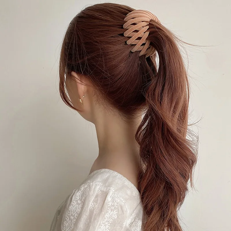 Velvet Hair Claw For Women Bun Crystal Horsetail Buckle Hair Clip Bird Nest Expanding Hair Accessories Female Ponytail