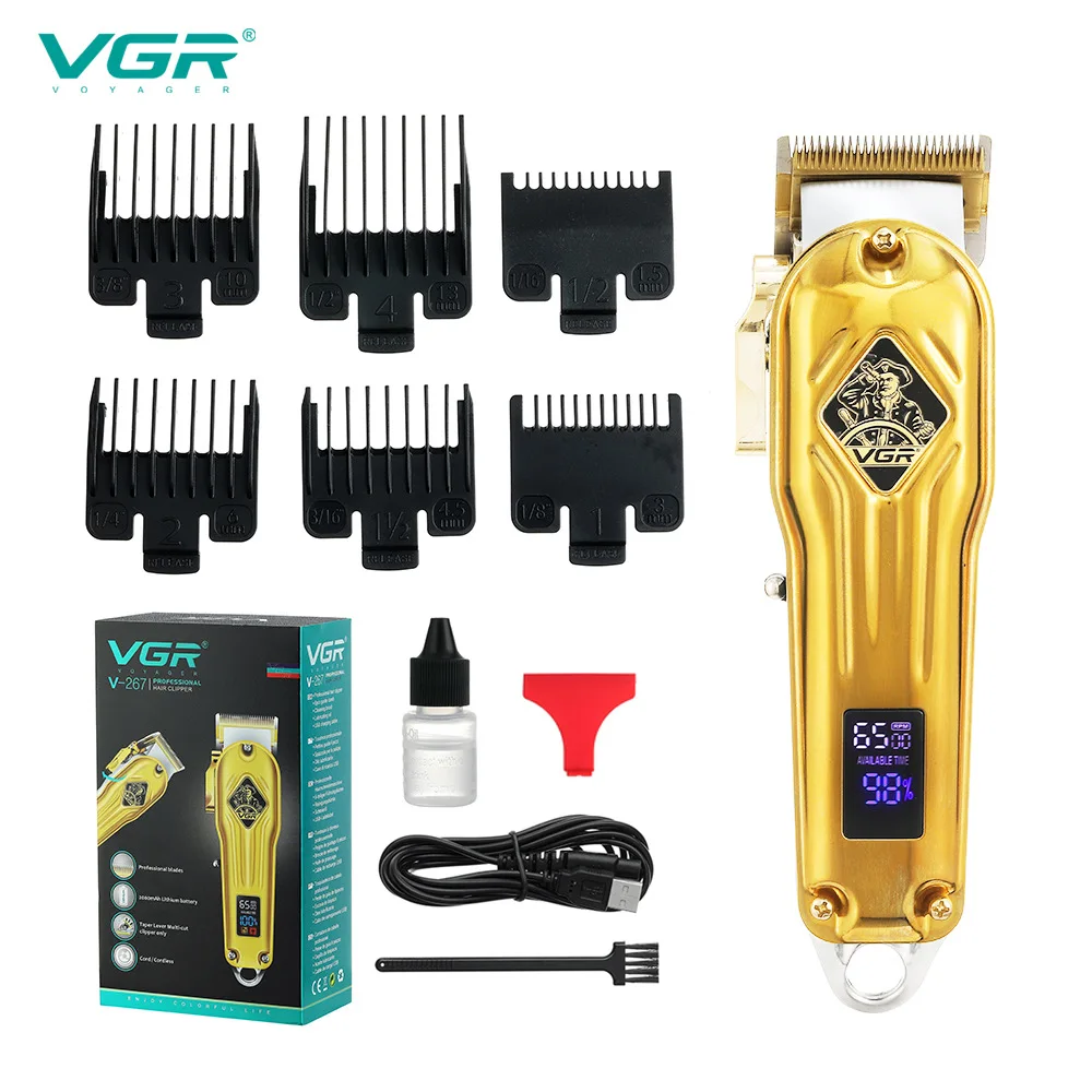VGR 267 Hair Clipper มืออาชีพตัดผมใหม่ดิจิตอลจอแสดงผลโลหะไฟฟ้า Clipper Trimmer สำหรับชายสำหรับผม VGR V267