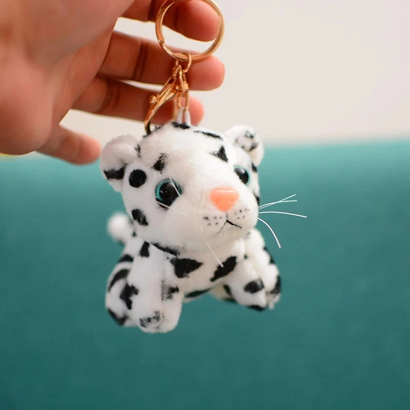 11cm Real Life Cute Tiger Leopard Plush Pendant Toys Stuffed Forest Animal Doll Key Chains Kids Children Cartoon Birthday Gift