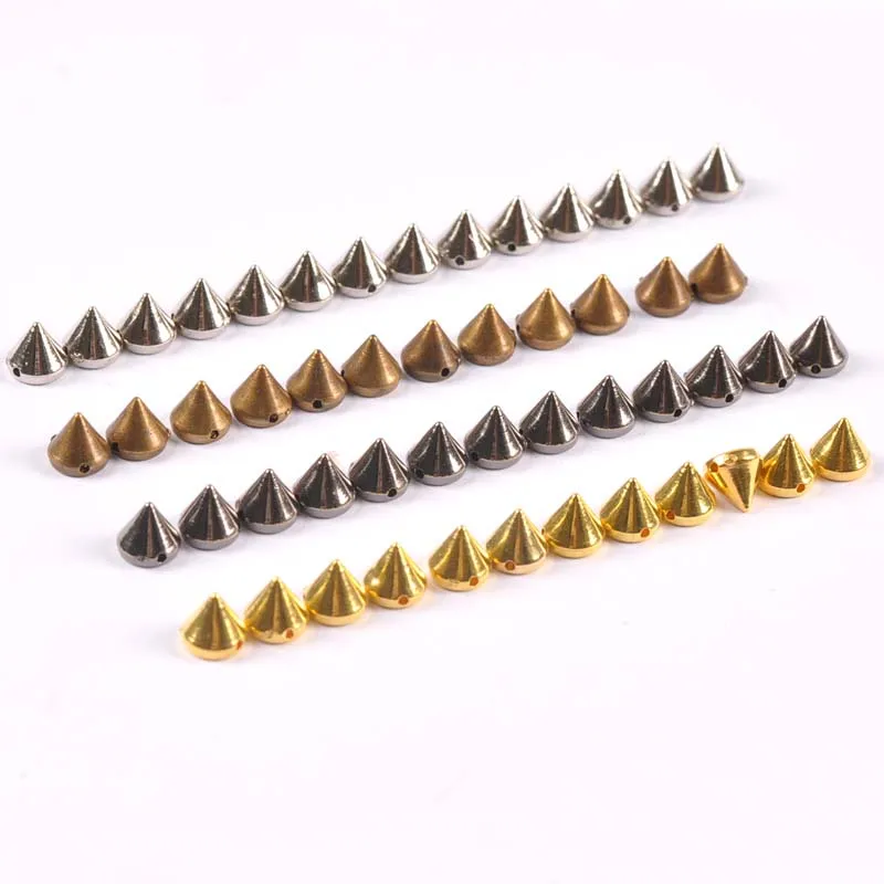 50Pcs Gold/Silver Sew on Spike Rivet Studs Nail Punk Rock For Bags Dress Clothes DIY Bead Crafts Riveting Garment Wedding 7x8mm