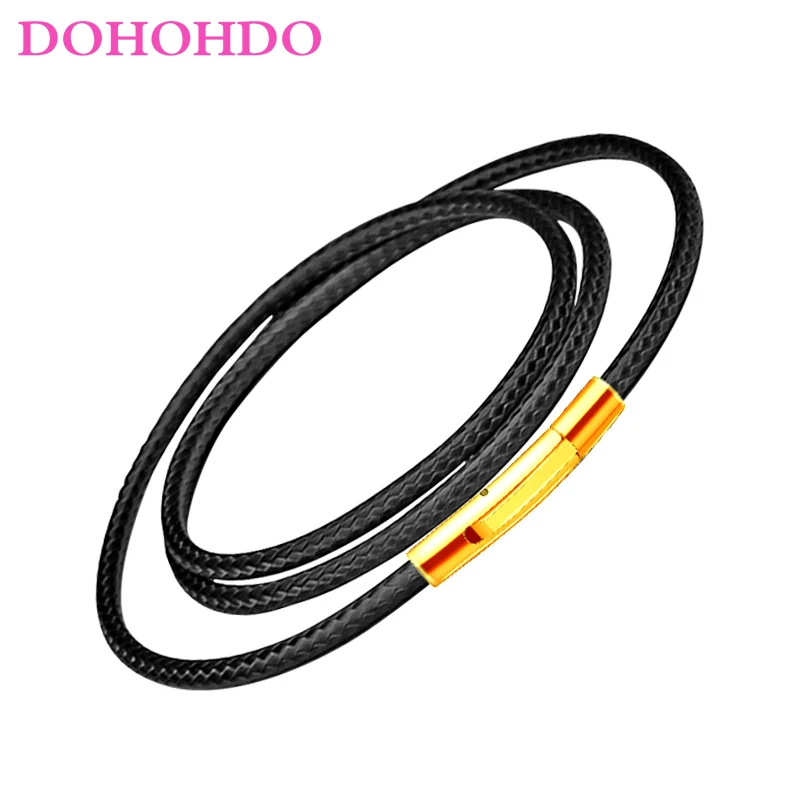 40-80cm Leather Necklaces for Men Stainless Steel Magnetic Clasp Mens Leather Cord Necklace Brown Black Red Fashion Jewelry Gift