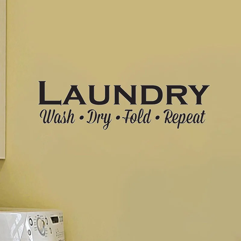 Laundry Wall Decals Laundry Room Wash Repeat Laundry Room Sign Vinyl Wall Sticker Waterproof Removable Wallpaper Poster