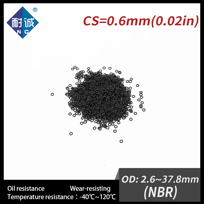 10 개/몫 고무 검정색 NBR CS0.6mm OD2.6/2.7/3.4/4.2/7.2/17.2/33/37.8*mm O 링 가스켓 내유성 방수 니트릴 고무
