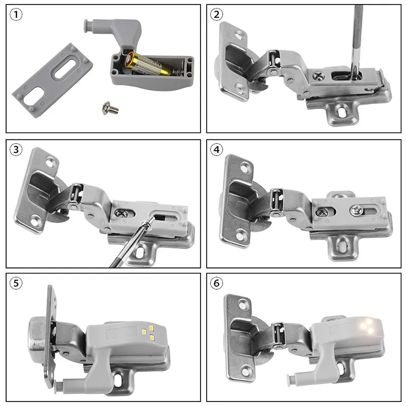 Lumière LED sous-meuble avec batterie, capteur universel de lumière de garde-robe Armario, lampe de charnière intérieure pour Cisco Chi Board, cuisine, 1 pièce