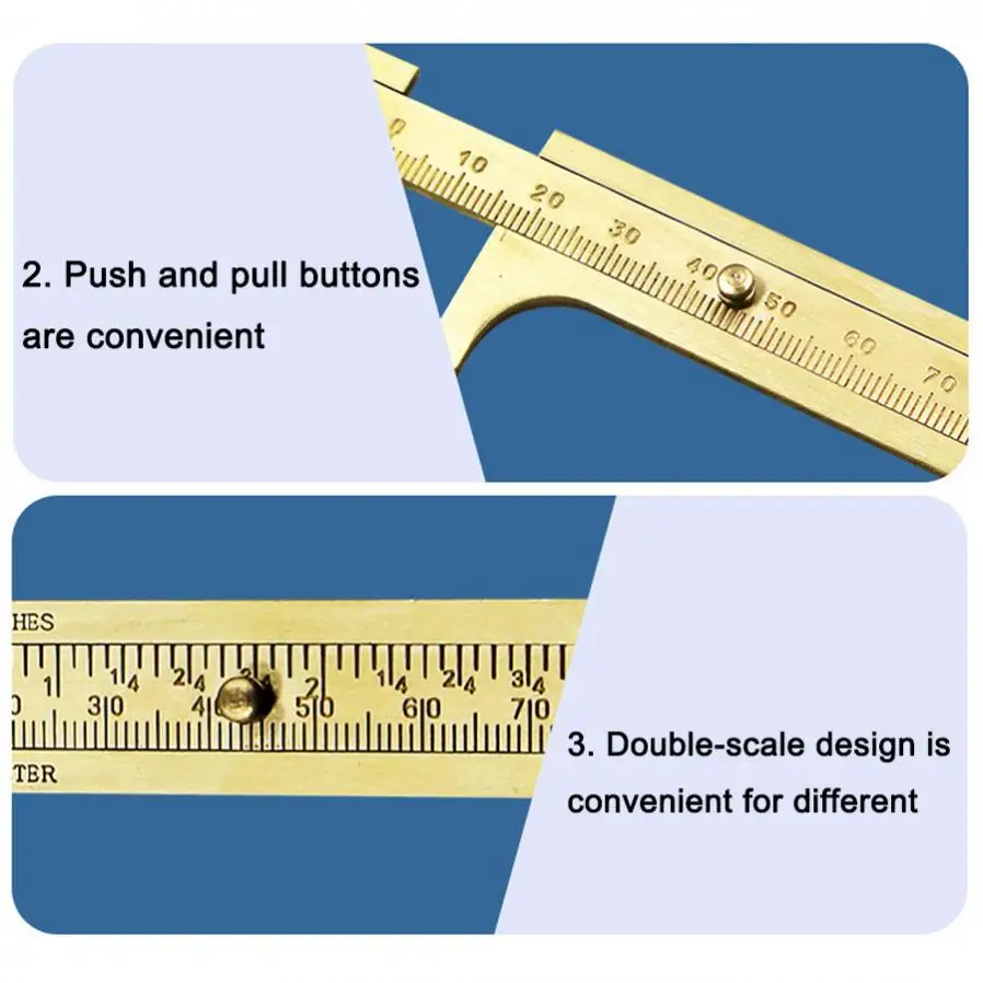 80mm/100mm Mini Single Double Scale Brass Vernier Caliper Measuring Ruler Portable Pocket Retro Copper Caliper