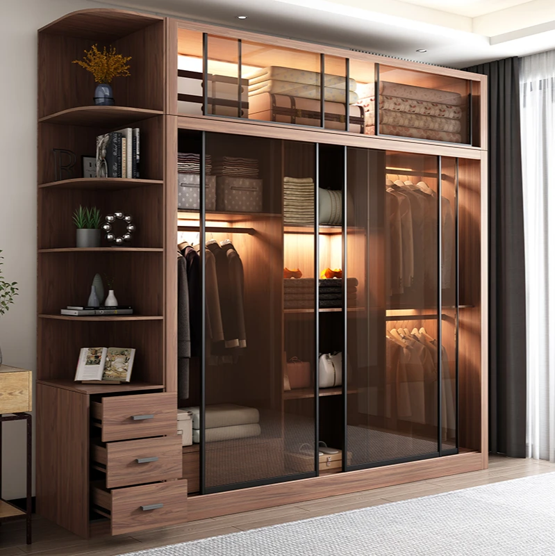 Sliding door closet Nordic modern simple glass WARDROBE BEDROOM sliding door storage cabinet