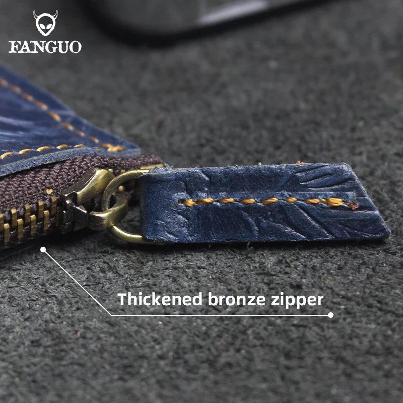 Genuine Leather Vintage Chinese Design Coin Purses Men Credit Card Holder Pocket Mini Women's Wallet Cowhide Men Wallets