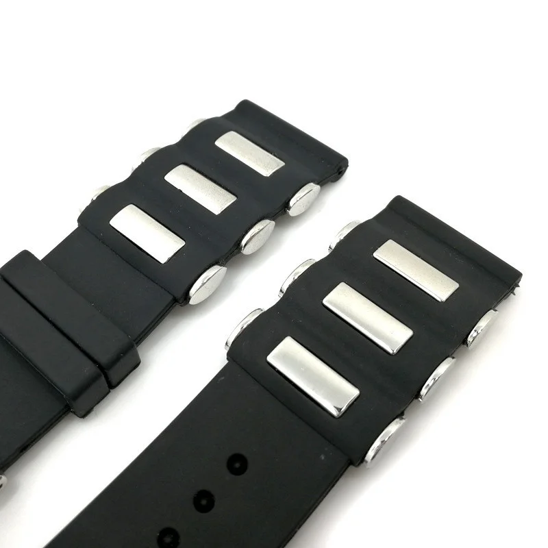 Black Metal Watchband Generic Fashion Sport Silicone Watch Strap Bracelet Replacement Wrist 20mm 22mm 24mm 26mm Watchband Belts