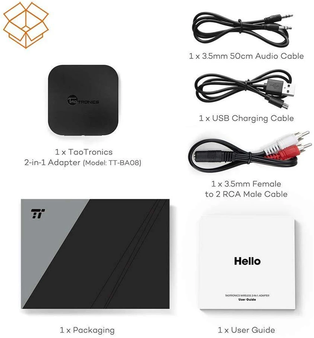 Taotronics adaptador sem fio bluetooth 5.0 transmissor receptor 3.5mm aux & rca áudio em casa música streaming aptx baixa latência adaptador