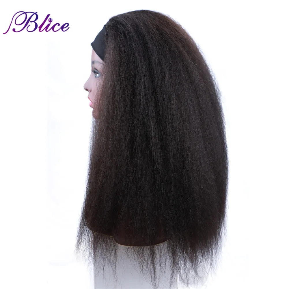 Blice Headband Wigs Kinky Straight Synthetic Hair Extensions Glueless Elastic Scarf Wigs For African American Women