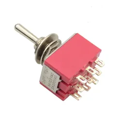 Red Mini MTS-302 6mm 9 Pin 2 Position ON/ON 5A/125VAC 2A/250VAC Toggle Switch