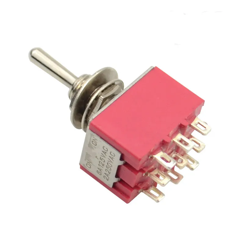 Red Mini MTS-302 6mm 9 Pin 2 Position ON/ON 5A/125VAC 2A/250VAC Toggle Switch