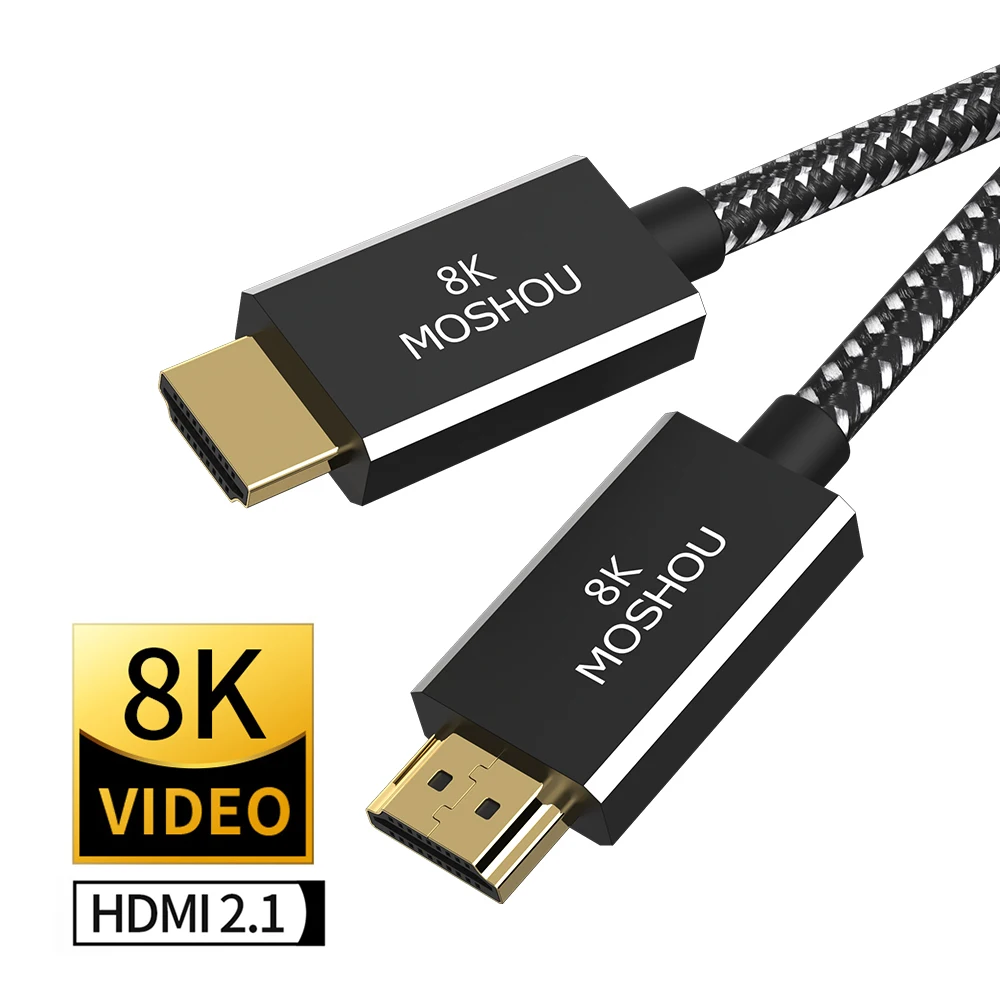 MOSHOU HDMI 2.1 kabel 8K 60Hz 4K 120Hz 48 gb/s łuku eARC HDR 2.0 wideo przewód do wzmacniacza telewizor z dostępem do kanałów PS4 NS żarówka jak o