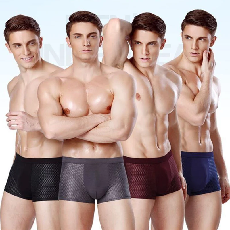 2024 Boxers Briefs Man Ice Silk Shorts Underpants Male Large Size Men\'s Mesh Panties Breathable Long Boxer For Men Underwear