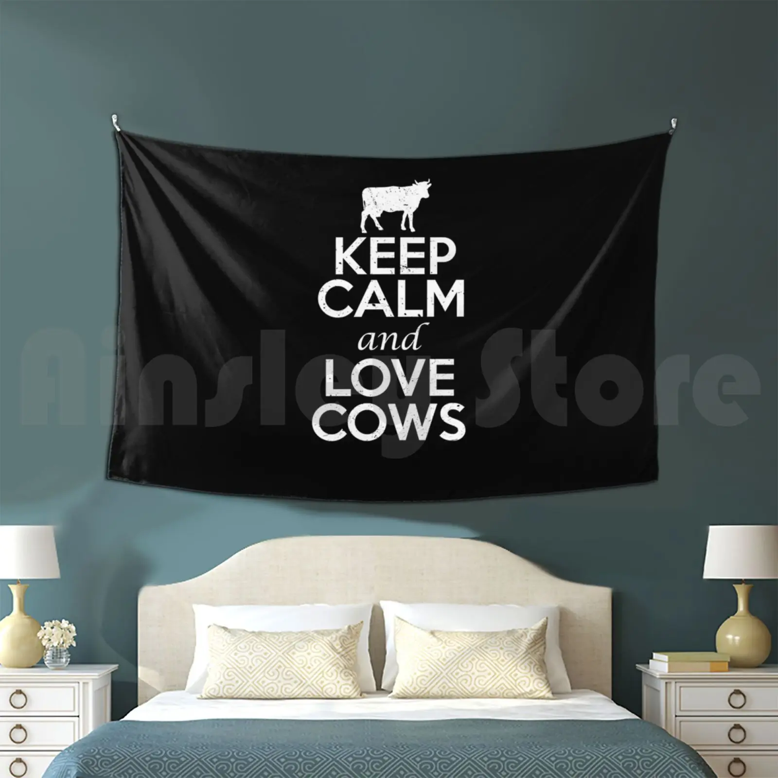 Tapestry Keep Calm , Love Cows-Farmer Shirt-Cow Shirt-Farmer Gift-Cow Gifts-Cow Lover-Farmhouse Shirt , Rancher Gifts , Beef