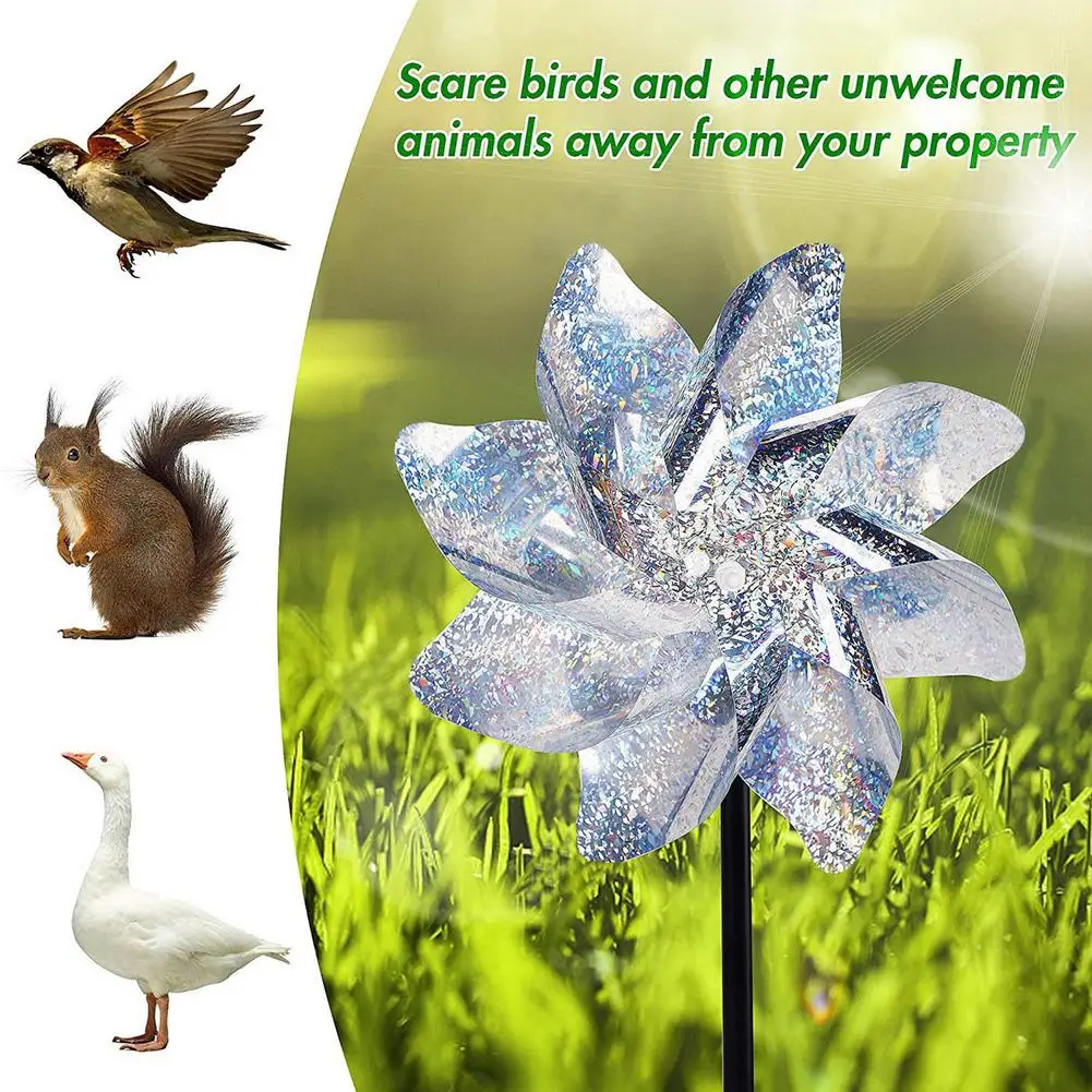 

Wind Spinner Reflective Bird Repeller Windmill Garden Decorative Windmill Reflective Pinwheel Outdoor Bird-Scaring Equipment