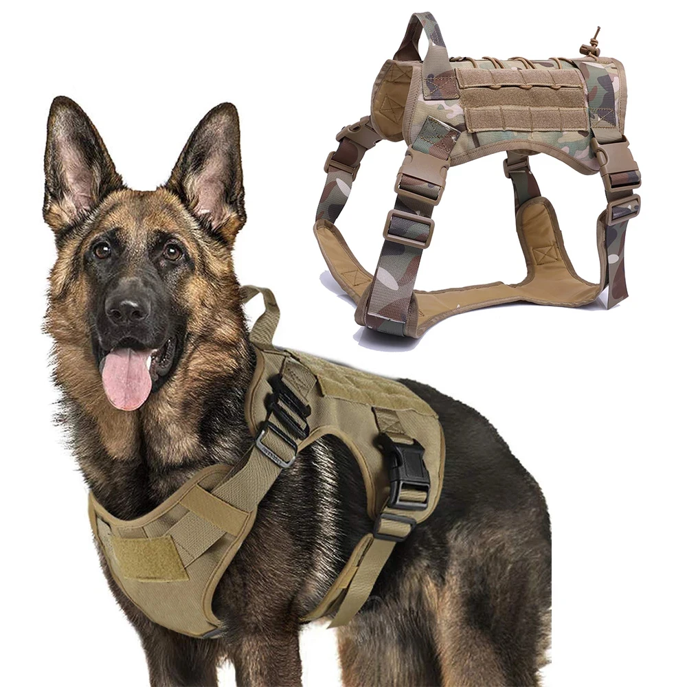 Tactical Military Pet Service Dog Harness Army K9 Working Collar Vest Handle Leash Lead Training German Shepherd Quick Release