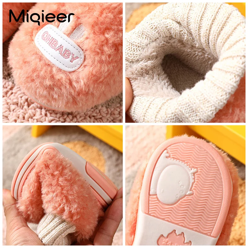 2021 Toddler Home Shoes Winter Boys Child Girls Cotton Footwear Warm Soft Elastic Band Slip-On Baby Outdoor Walking Anti Skid