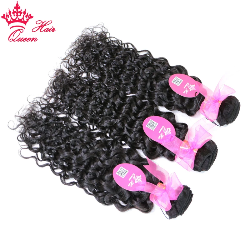 Queen Hair Water Wave Raw Virgin Human Hair High Quality Hair Bundles Double Weft Weaving Queen Hair Official Store