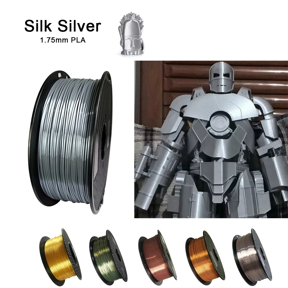 3D Printer PLA Filament Silk Silver Printing Material 3D Pen Printe Filament Rich Luster Consumables 500g,250g,1.75mm