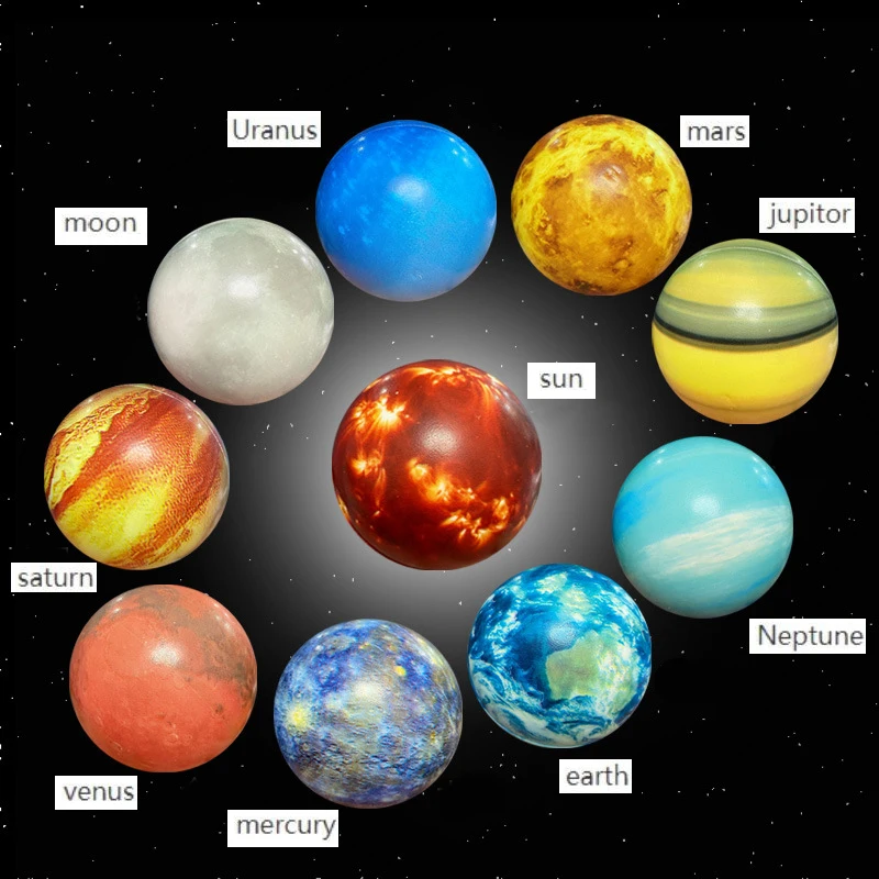 Children Eight Planets Bouncy Ball Montessori Toys Moon Solar System Education Science Learning Sensory Game Toys Teaching Aids