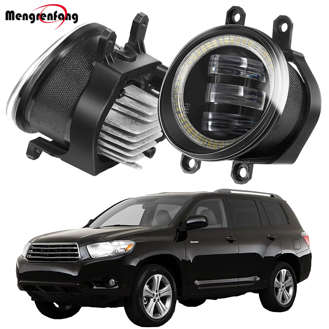 

2 Pieces Car Fog Light Assembly For Toyota Highlander 2008 2009 2010 30W 6000LM LED Angel Eye Fog Daytime Running Lamp DRL 12V