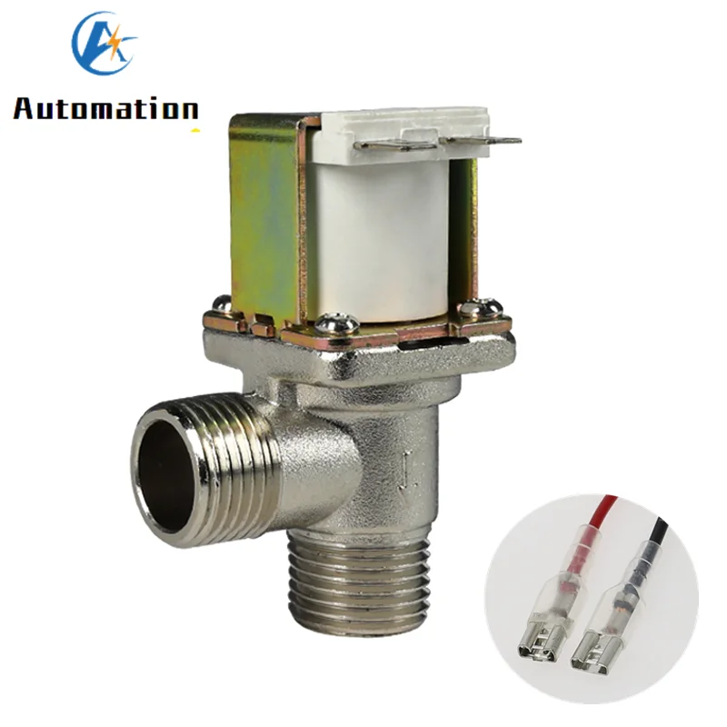 

RO Large Direct Drinking Fountain Water Inlet Solenoid Valve 220V 24V 12V Copper Valve Right Angle DN15 G1/2 External Thread