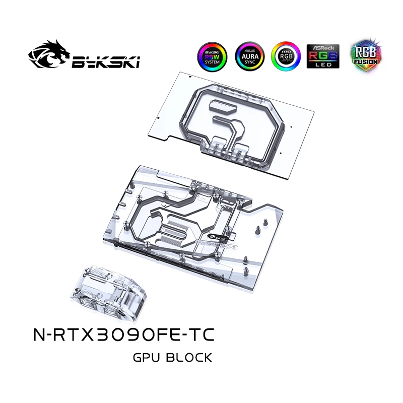 Imagem -02 - Bykski-gpu Bloco de Água com Backplate de Cobre Refrigerador para Nvidia Geforce Rtx 3090 Founders Edition N-rtx3090fe-tc