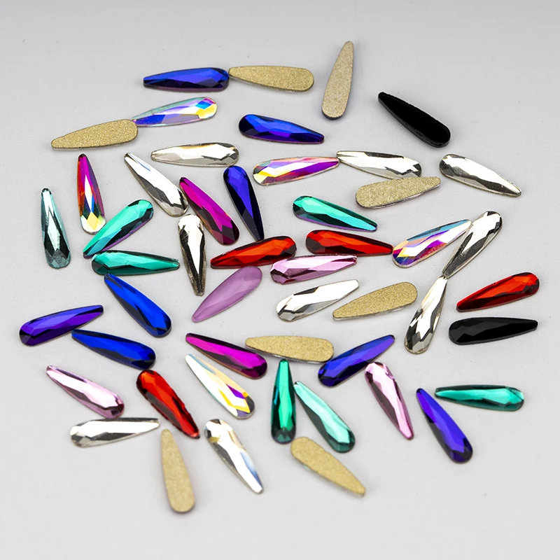 VDD Großhandel 500 Stück gemischte Formen Glas-Kristall-Nagelkunst-Flachrückseite-Strasssteine, Glitzer, zum Aufkleben, glänzende DIY-Dekoration – Detail 21