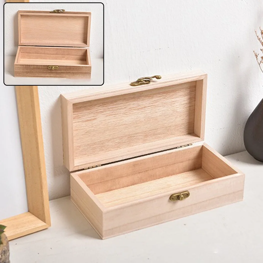 

1Pc Retro Jewelry Box Organizer Desktop Natural Wood Clamshell Storage Case Home Decoration Handcrafted Wooden Gift Boxes New