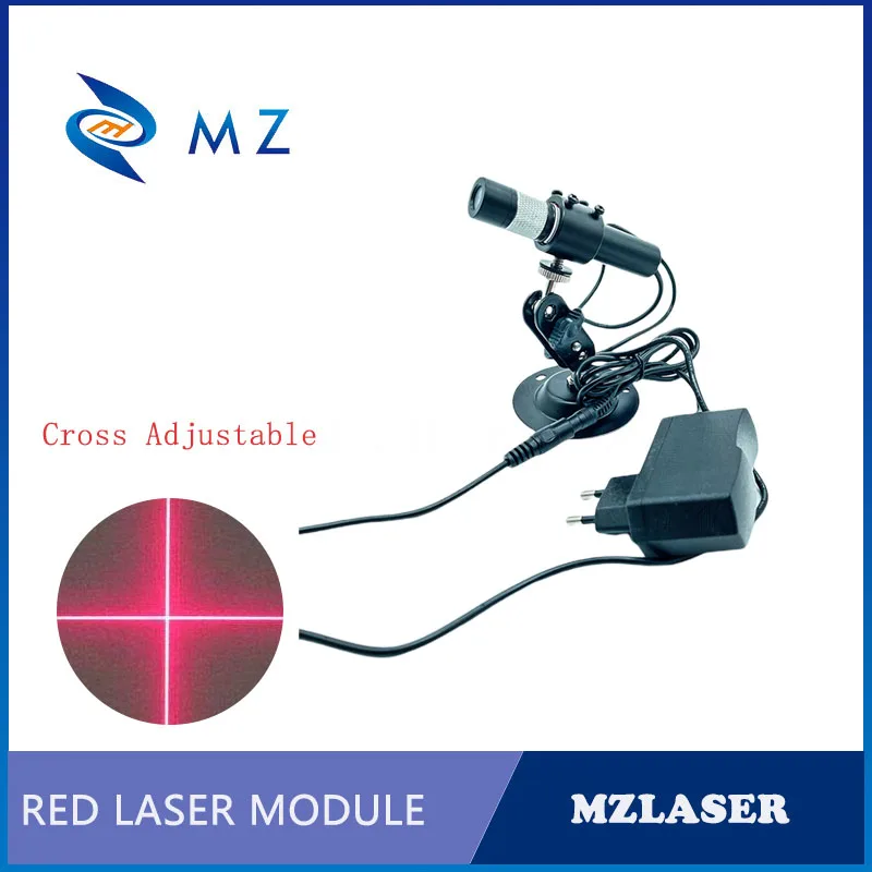 Modul Laser Lintas Fokus Dapat Disesuaikan 638nm 100/200 /300MW Laser Lintas Merah Kelas Industri + Braket + Daya