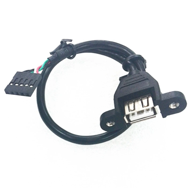 24 * 28AWG USB A with Screw Panel to 5Pin Panel Header Extension Cord Du-pont 2.54mm 5-Pin Female to USB 2.0 A Female Cable,