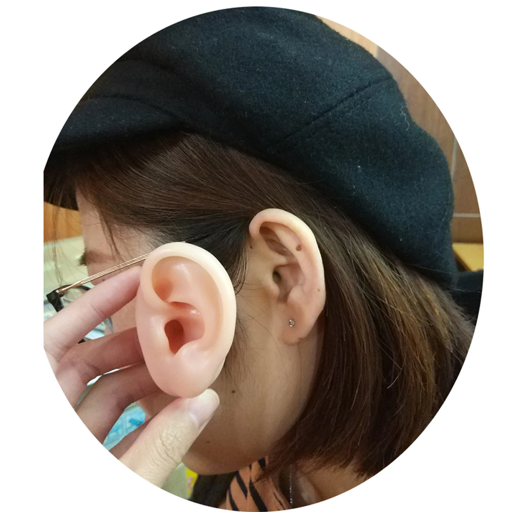 Colorful Silicone Ear Nose Model With Clear Board Professional Practice Piercings Tools Earring Display Can Be Reused Jewelry