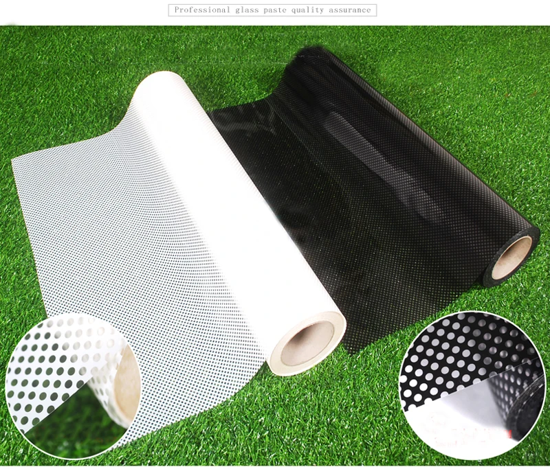 Semi-Transparent Anti-Collision Protection Film,Gluey Adhesive,Round Point,Mesh Office Glass Sticker,Anti-Explosion,Black White