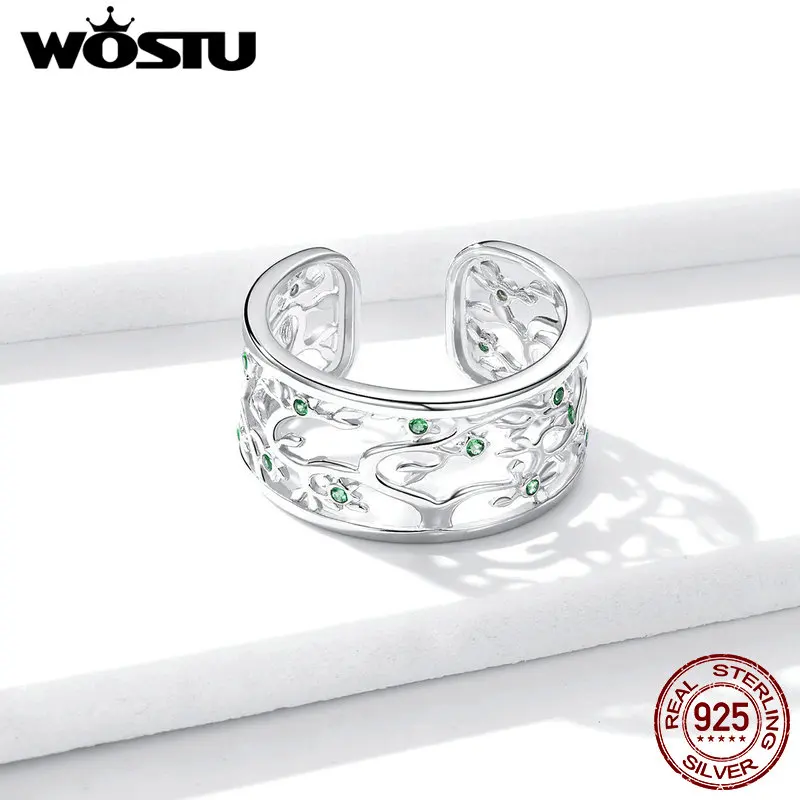 WOSTU Cocktail Ring 2020 New 925 Sterling Silver Tree of Life Stackable Finger Rings for Women Fashion Wedding Jewelry CTR125