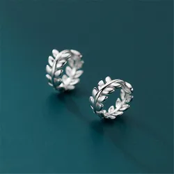 925 Sterling Silver Olive Branch Hoop Earrings For Women Leaves Clip Earrings Girls Birthday Gift Plant Ear Fine Jewellery
