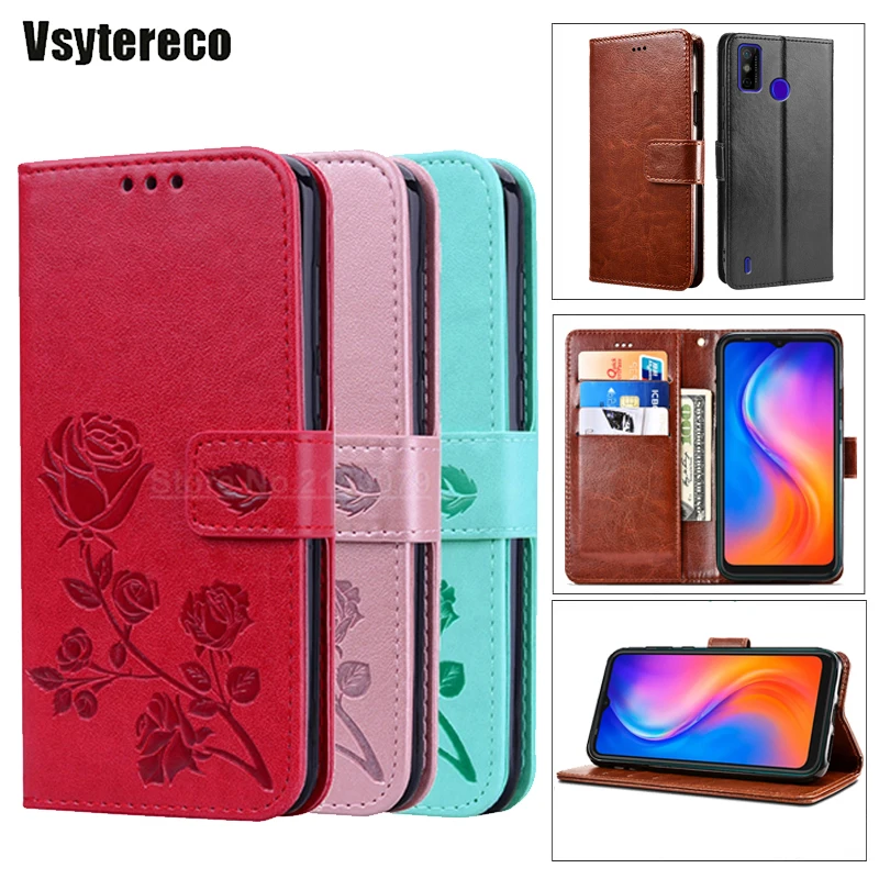 

Fashion Rose Flower Leather Wallet Case For Tecno Spark 6 GO Celular Etui on Tecno Spark Go 2020 KE5 Phone Cover Spark6 GO Coque