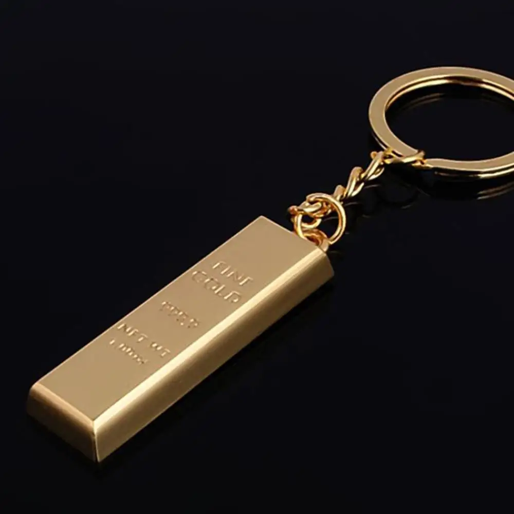 1PC Fashion Metal Faux Gold Bar Ingot Bullion shape Keychain Keyring Keyfob Multi-decor chain Polished car keyring  Car decor