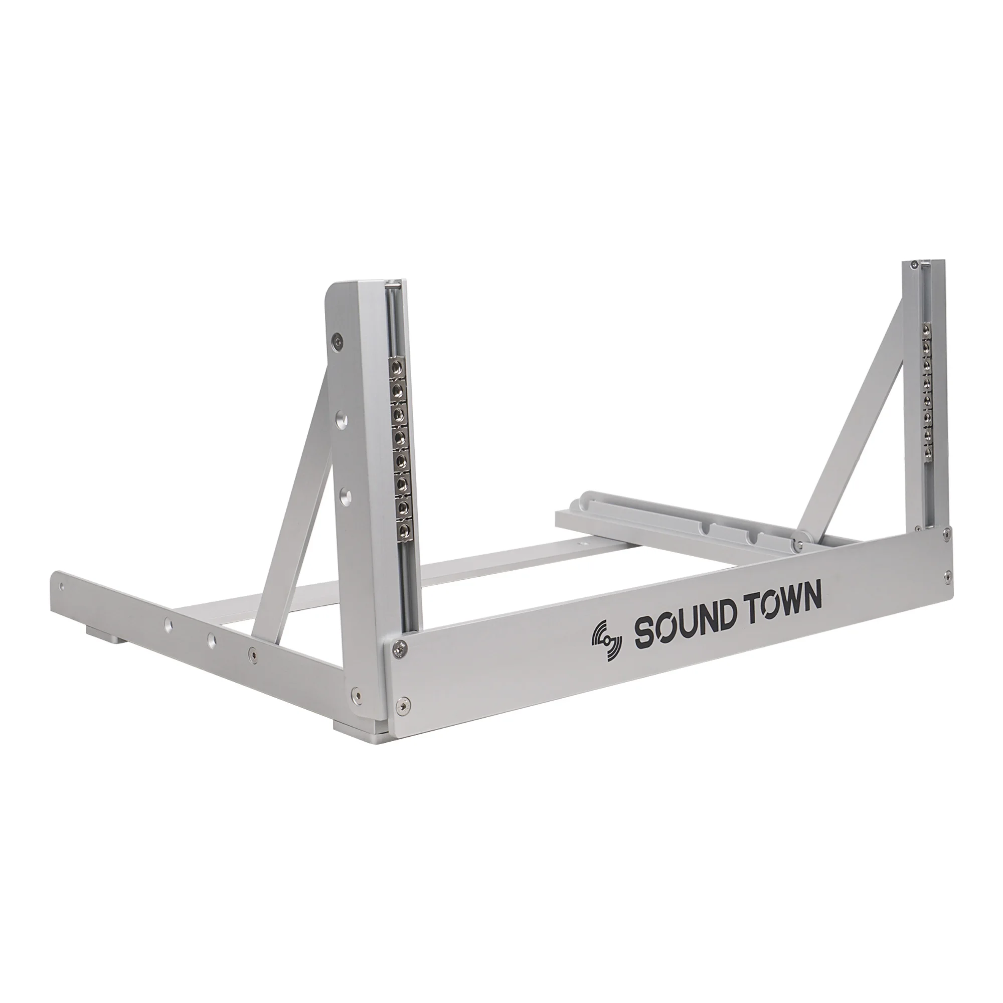 Sound Town 4U Aluminum 2-Post Desktop Open-Frame Rack, Angle Adjustable, for Audio/Video, Network Switches, Routers(2PF-4A)