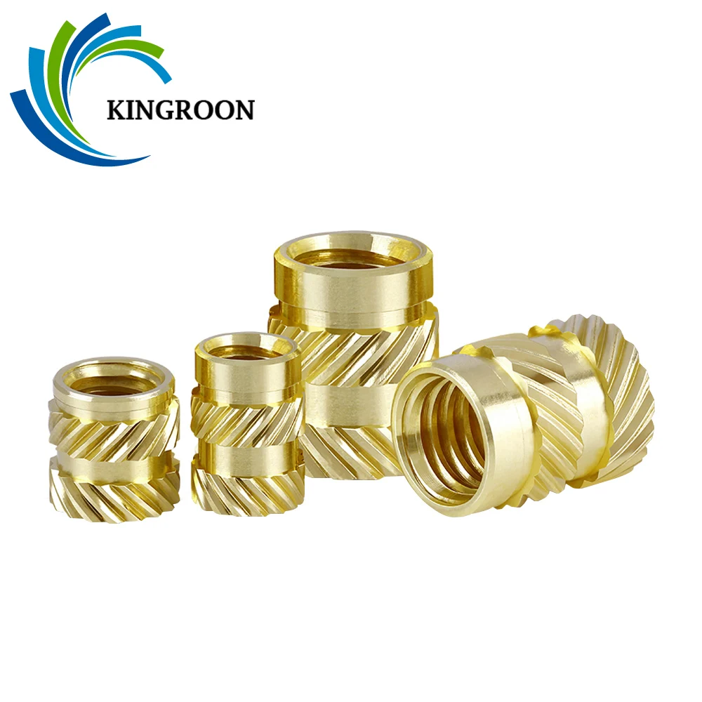 M3 M4 M5 Brass Hot Melt Inset Nuts Heating Molding Copper Thread Inserts Nut SL-type Double Twill Knurled Injection Brass Nut