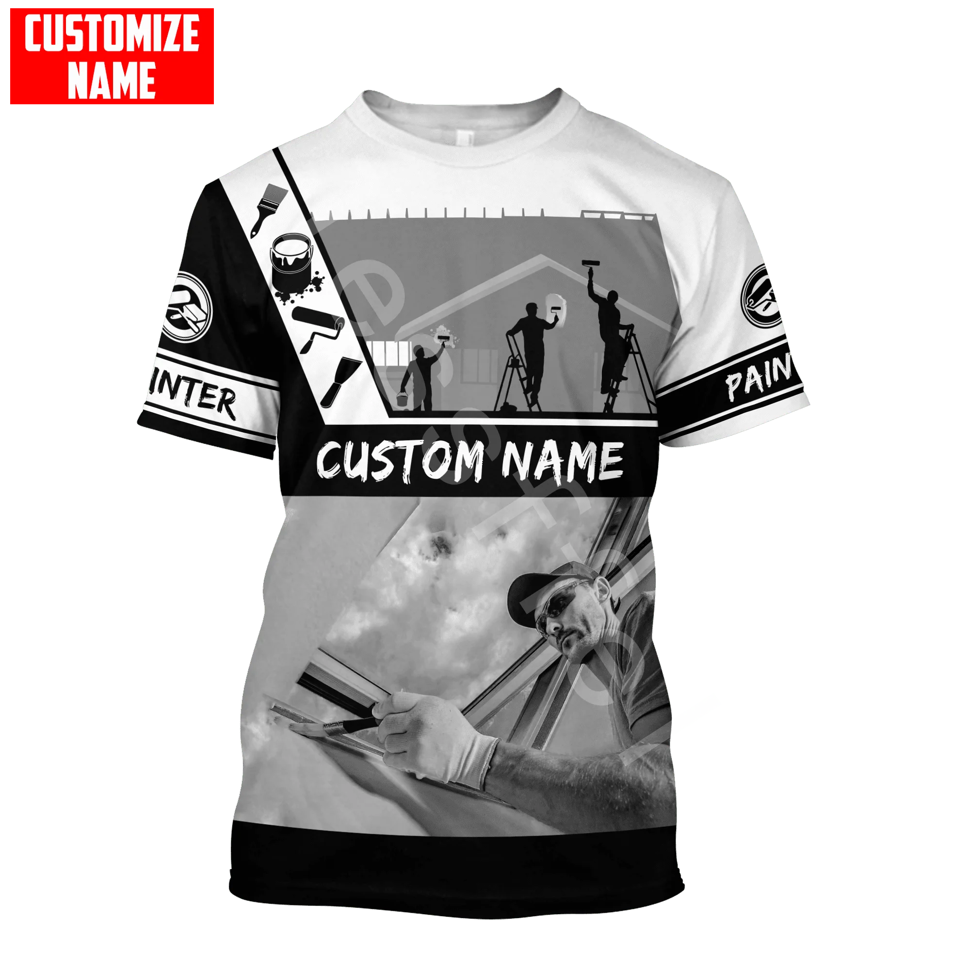 Tessffel Painter Worker 3D Printed 2022 New Fashion Summer Harajuku T-shirt Unisex Top O-Neck Short Sleeve Drop Shipping P29