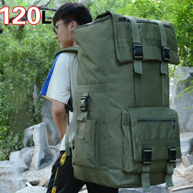 120L Männer Wandern Tasche Camping Rucksack Große Outdoor Klettern Trekking Reise Taktische Taschen Gepäck Tasche Schulter – Detail 3