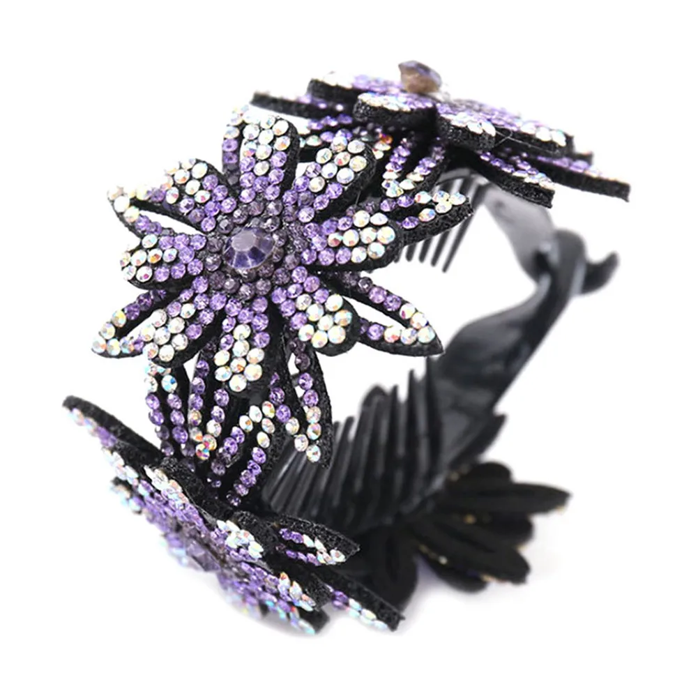 New Rhinestone Hairpin Summer Hair Bun Claws Holders Colorful Bud Hair Claw Clip for Women Fashion Tiaras Hair Jewelry