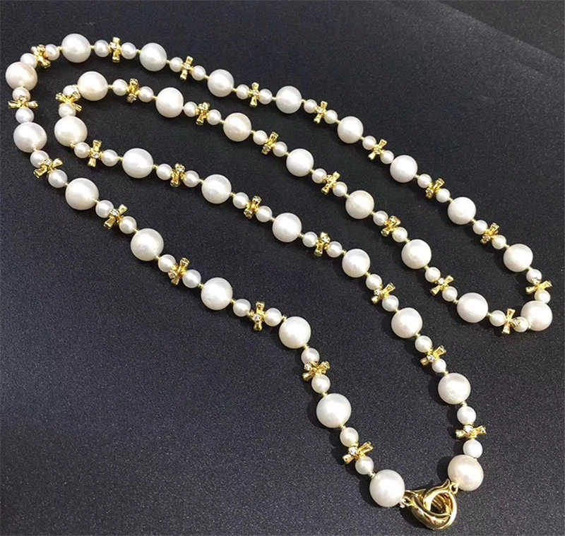 

HABITOO Luxury 10-11mm Natural Freshwater Pearls Strands Long Necklace Length 85cm Jewelry for Women Girl Mum Charming Gifts