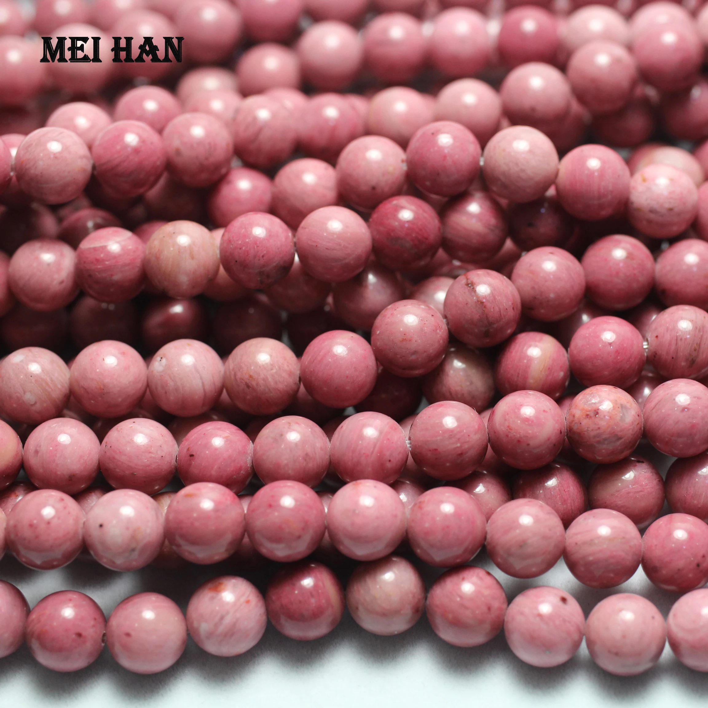 Meihan Free shipping (45beads/strand) charms A+ natural Chinese rhodonite 8mm round loose beads for jewelry making design