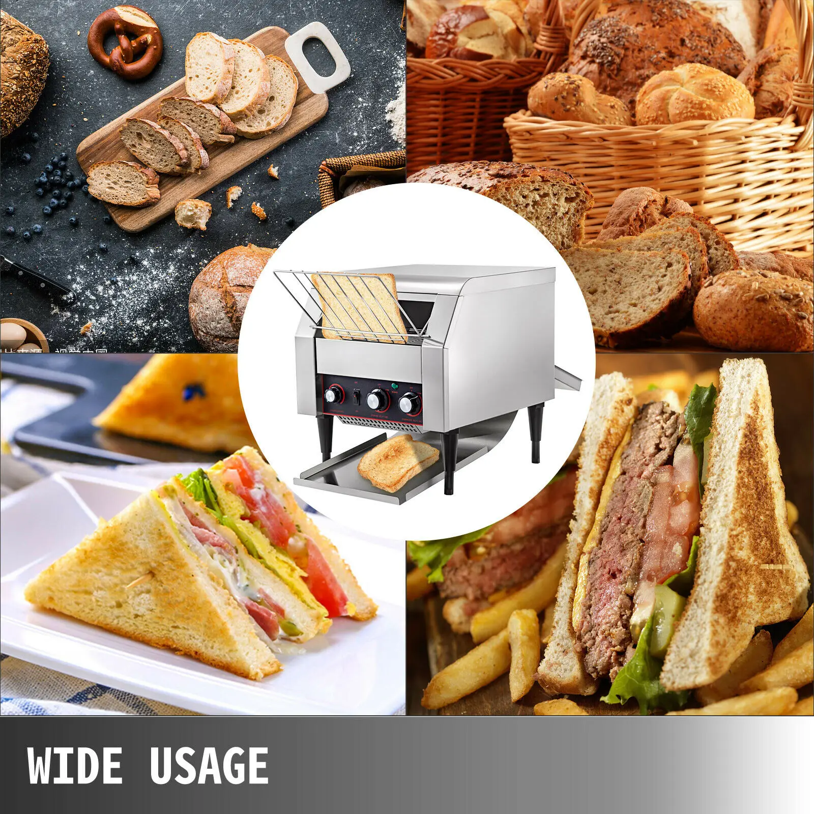 VEVOR 150/300/450 Pcs/H Electric Conveyor Toaster Bread Bagel Food Maker Kitchen Appliances Equioment for Restaurant Commercial