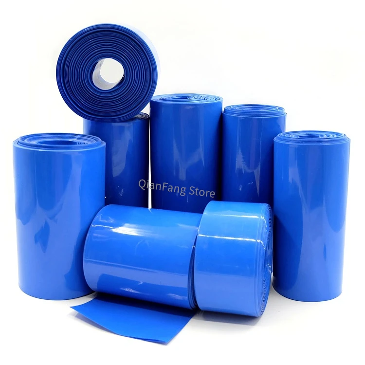 PVC Heat Shrink Tube 30mm Width Blue Multicolor Shrinkable Cable Sleeve Sheath Pack Cover for 18650 Lithium Battery Film Wrap