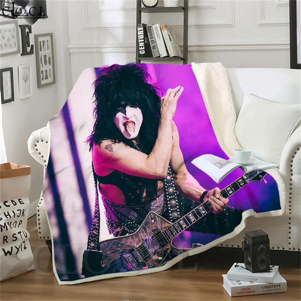 

KISS Rock Band Blanket 3D Character Printed Double Layer Blankets for Beds Outdoor Travel Airplane Sofa Nap Boy Thicken Quilt